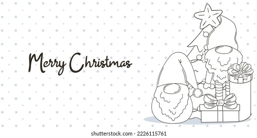 Coloring Christmas illustration with gnomes