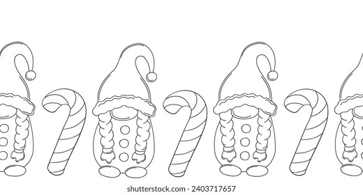 Coloring Christmas and New Year seamless border