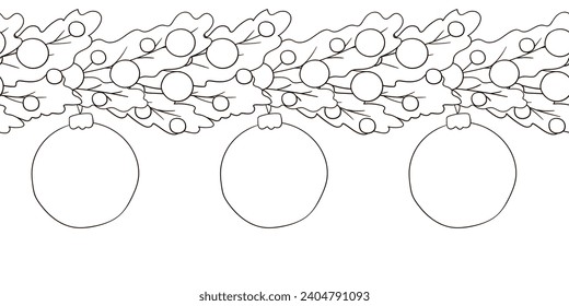 Coloring Christmas and New Year seamless border