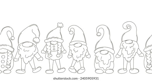Coloring Christmas and New Year seamless border