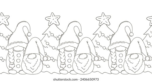 Coloring Christmas and New Year seamless border