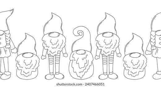 Coloring Christmas and New Year seamless border