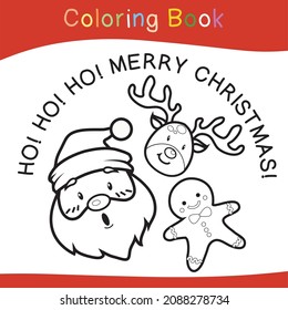 Coloring Christmas sets worksheet page. Educational printable coloring worksheet. Coloring game for preschool children. Black and white vector illustration. Motor skills education.