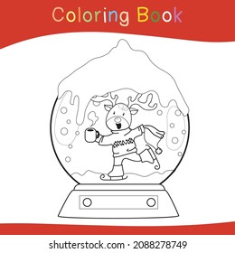 Coloring Christmas sets worksheet page. Educational printable coloring worksheet. Coloring game for preschool children. Black and white vector illustration. Motor skills education.