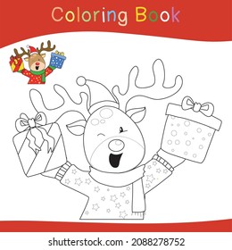 Colorando la página de la hoja de cálculo de los conjuntos de Navidad. Hoja de trabajo de coloreado educativo imprimible. Juego de coloración para niños en edad preescolar. Ilustración vectorial en blanco y negro. Educación en técnicas motorizadas.