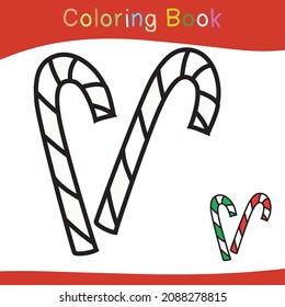 Coloring Christmas sets worksheet page. Educational printable coloring worksheet. Coloring game for preschool children. Black and white vector illustration. Motor skills education.