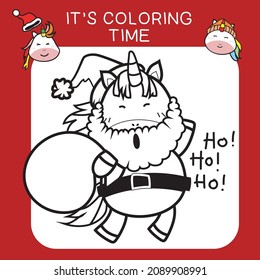 Coloring Christmas sets worksheet page. Educational printable coloring worksheet. Coloring game for preschool children. Black and white vector illustration. Motor skills education.