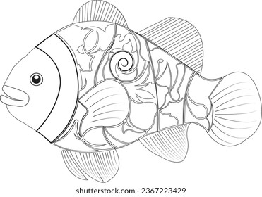 coloring clown fish. fish sketch.logo fish.tattoos

