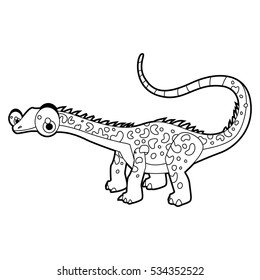 Coloring cool cartoon funny dinosaur illustration. Apatosaurus