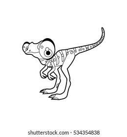 Colorindo desenhos animados engraçados ilustração dinossauro. Velociraptor