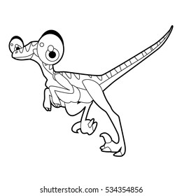 Coloring cool cartoon funny dinosaur illustration. Velociraptor