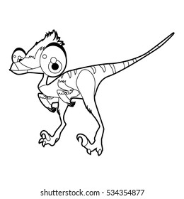 Coloring cool cartoon funny dinosaur illustration. Velociraptor