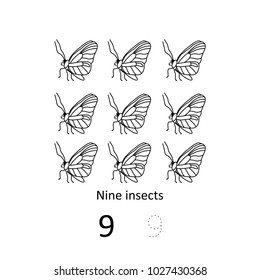 coloring, counting and writing number for kids