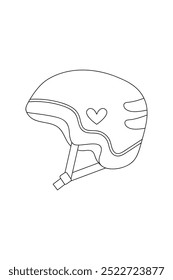 Coloring cozy winter, cute helmet black and white, line. Vector 