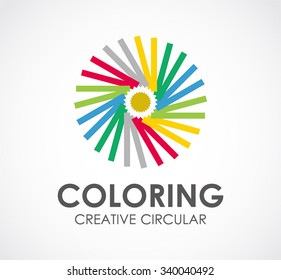 Coloring of creative circular abstract vector and logo design or template round media business icon of company identity symbol concept