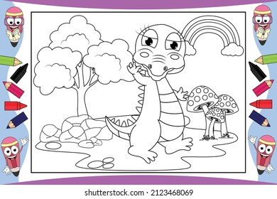 coloring crocodile animal cartoon for kids