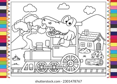 coloring crocodile animal cartoon for kids