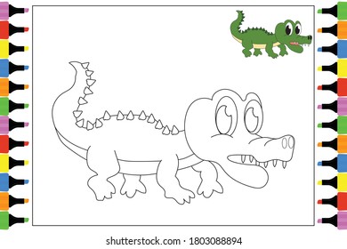 Coloring crocodile animal , simple vector illustration