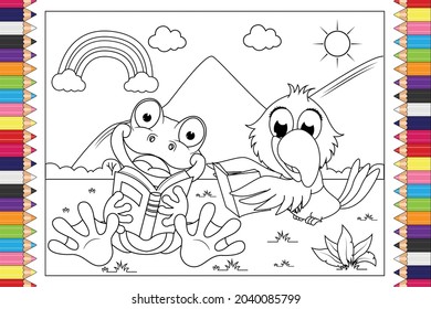 coloring cute animal cartoon for kids
