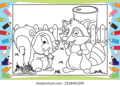coloring cute animal cartoon for kids
