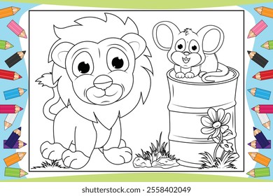 coloring cute animal cartoon for kids