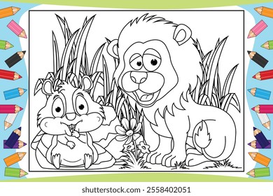 coloring cute animal cartoon for kids