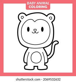 Coloring Cute Baby Animal Cartoon Characters with Monkey