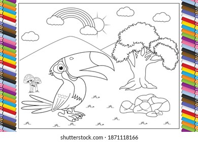 coloring cute bird for kids, simple vector illustration