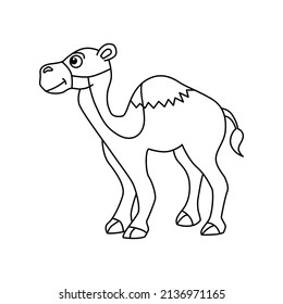 Coloring Cute Camel For Kids, Simple Vector Illustration Design.