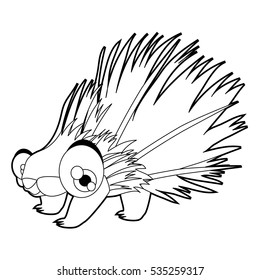 Coloring cute cartoon animals collection. Cool funny illustration of Porcupine