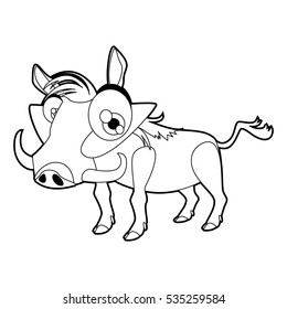 Coloring cute cartoon animals collection. Cool funny illustration of Warthog