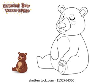 Coloring the Cute Cartoon Bear. Educational Game for Kids. Vector illustration.