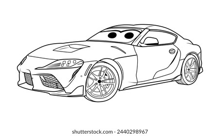 coloring cute cartoon car illustrations for children
