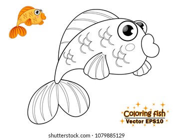 Coloring the cute cartoon fish. educational game for kids. Vector illustration. children and educational