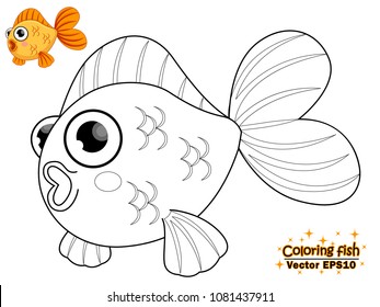 Coloring the cute cartoon fish. educational game for kids. Vector illustration. children and educational