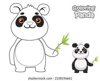 Coloring The Cute Cartoon Panda. Educational game for kids. Vector Illustration with cartoon animal characters. For coloring book