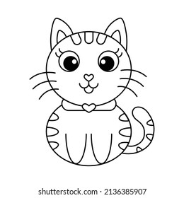 Coloring Cute Cat For Kids, Simple Vector Illustration Design.