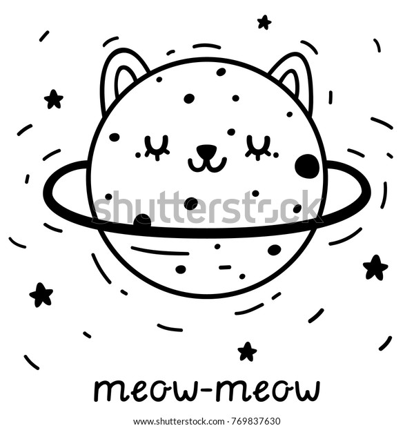 Coloring Cute Cat Planet Vector Stock Vector (Royalty Free) 769837630 ...