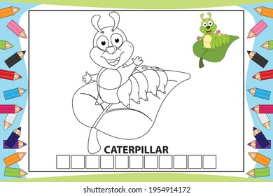 coloring cute caterpillar animal cartoon for kids