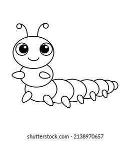 Coloring Cute Caterpillar For Kids, Simple Vector Illustration Design.