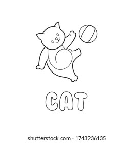 coloridos lindos gatos jugando al balón para los niños vektor gratis