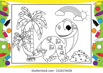 coloring cute dinosaur for kids