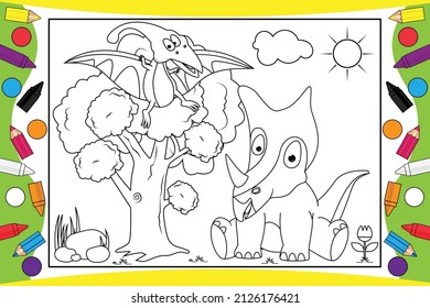 coloring cute dinosaur for kids