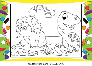 coloring cute dinosaur for kids