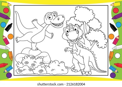 coloring cute dinosaur for kids