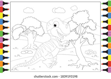 Colores De Dinosaurios Cutos Para Niños, Diseño De Ilustración Vector Simple