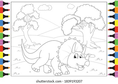 Colores De Dinosaurios Cutos Para Niños, Diseño De Ilustración Vector Simple