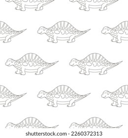 Coloring cute dinosaurs seamless pattern