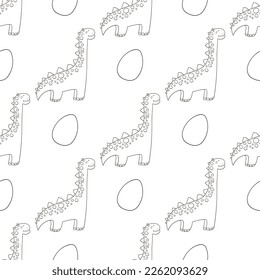 Coloring cute dinosaurs seamless pattern