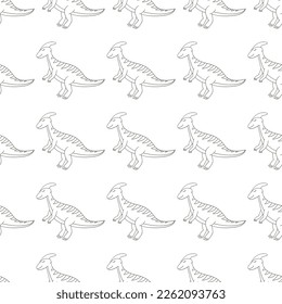Coloring cute dinosaurs seamless pattern